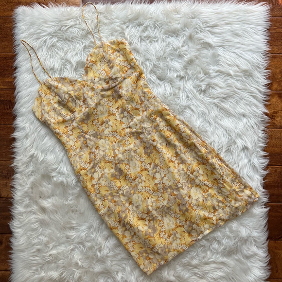 Sabo Skirt Dresses & Skirts - Sabo Skirt Womens Reece Sundress Yellow Floral Mini Semi Sheer Crepe Boho 6 New